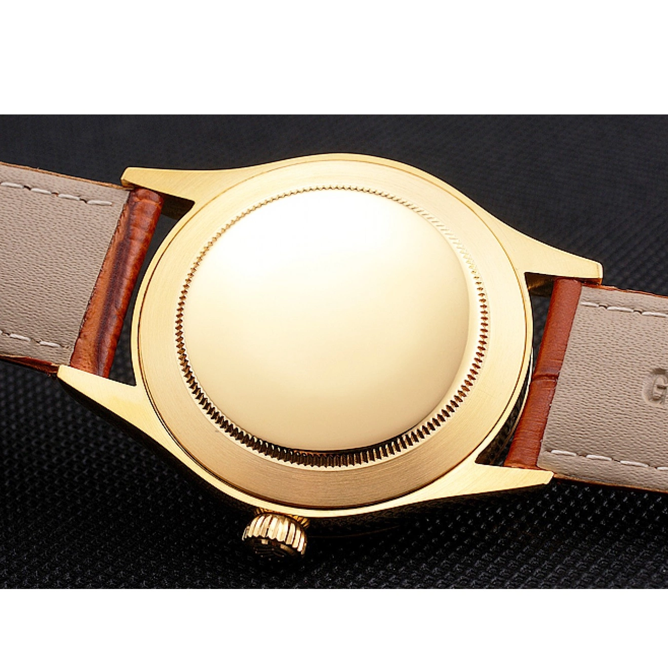 Good copy rolex watches Light Dial White Leather Strap Brown Case Gold Swiss Rolex Datejust 0501